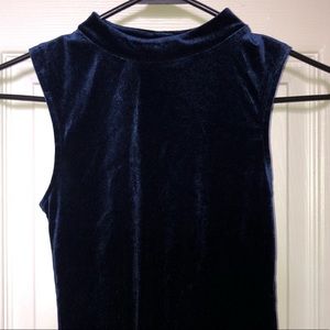 Navy Blue Velvet Top
